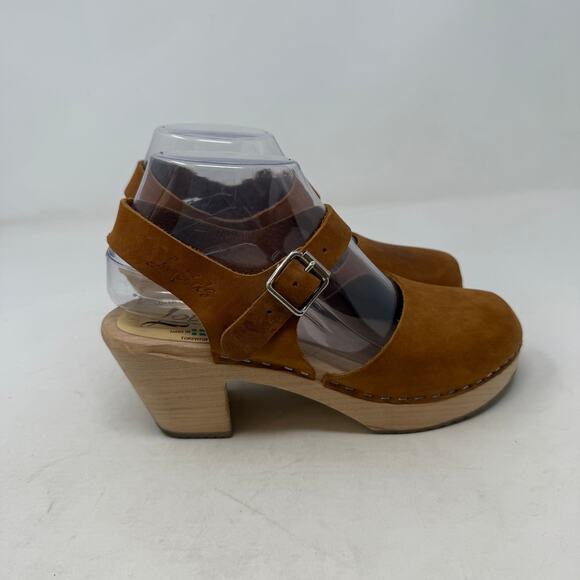 Lotta’s from Stockholm Clogs Size 37 Brown Leather Wood Heel Mary Jane Shoes - Picture 7 of 16